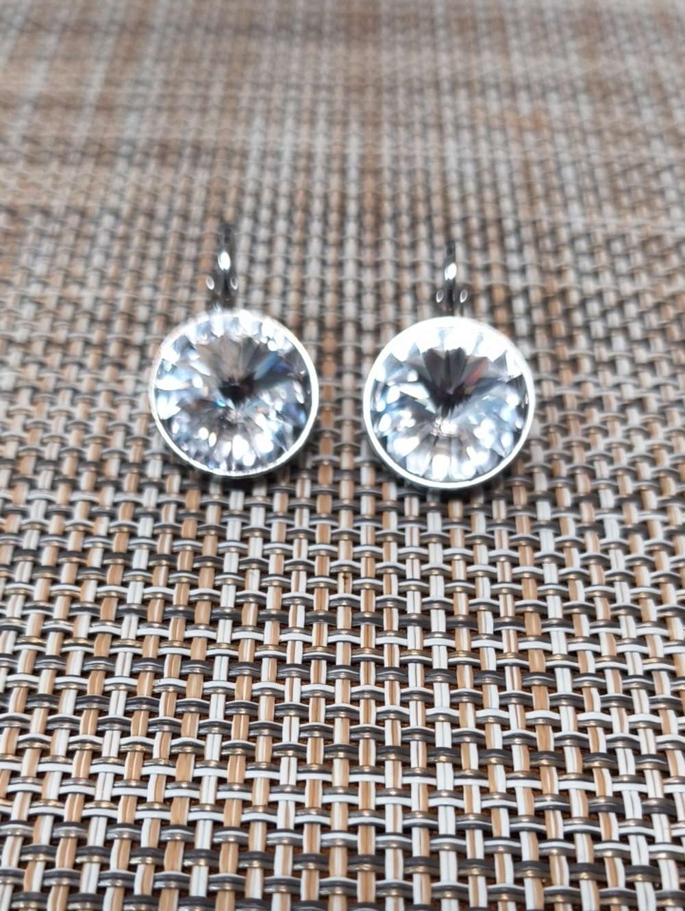 Sterling Silver (925) Leverback Earrings with Possible Swarovski Crystals